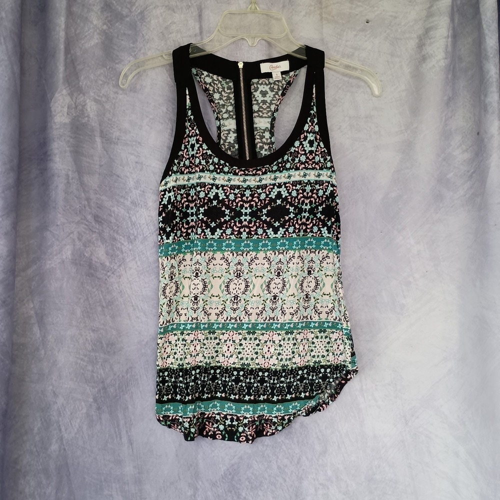 Candies Y2K Floral Boho Zipper Racerback Tank Top